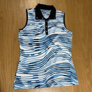 Tail White Label Wave Black Blue Sleeveless Tennis Golf Shirt - Size XS